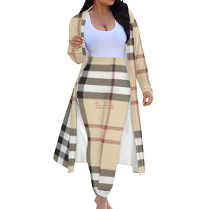 Samantha Rose Khaki Plaid Cardigan and Leggings 2pcs - The Ebonee Kouture Experience Handbag Shop