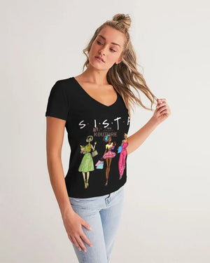 Sistas V-Neck Tee - The Ebonee Kouture Experience Handbag Shop