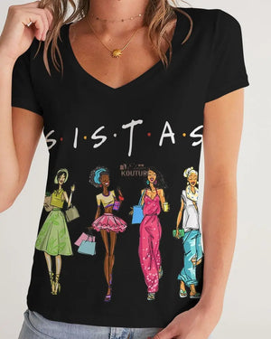 Sistas V-Neck Tee - The Ebonee Kouture Experience Handbag Shop