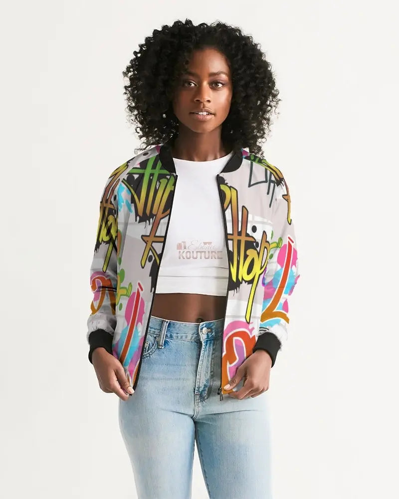 Urban Graffiti Women's Bomber Jacket - The Ebonee Kouture Experience Handbag Shop