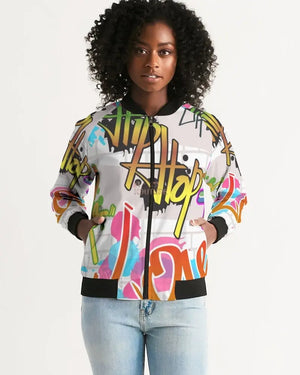 Urban Graffiti Women's Bomber Jacket - The Ebonee Kouture Experience Handbag Shop