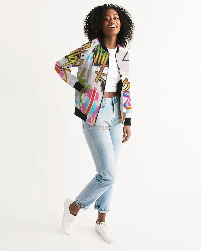 Urban Graffiti Women's Bomber Jacket - The Ebonee Kouture Experience Handbag Shop