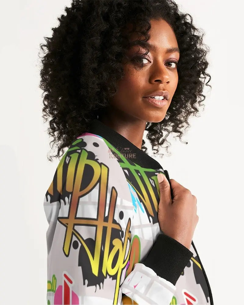 Urban Graffiti Women's Bomber Jacket - The Ebonee Kouture Experience Handbag Shop