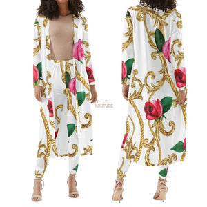 White Rose Cardigan and Leggings 2pcs - The Ebonee Kouture Experience Handbag Shop