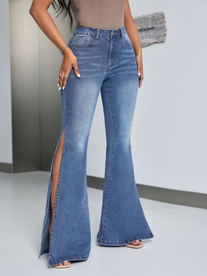 Slit Flare Jeans - The Ebonee Kouture Experience Handbag Shop