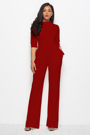 Deja’Nae Tie-Waist Half Sleeve Jumpsuit - The Ebonee Kouture Experience Handbag Shop