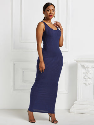 Scoop Neck Wide Strap Maxi Dress - The Ebonee Kouture Experience Handbag Shop