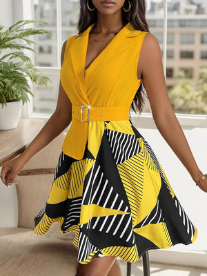 Collared Neck Sleeveless Mini Dress - The Ebonee Kouture Experience Handbag Shop