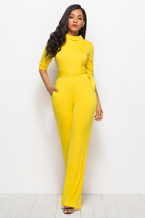 Deja’Nae Tie-Waist Half Sleeve Jumpsuit - The Ebonee Kouture Experience Handbag Shop