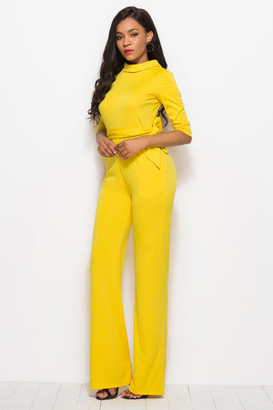 Deja’Nae Tie-Waist Half Sleeve Jumpsuit - The Ebonee Kouture Experience Handbag Shop