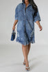 Distressed Raw Hem Button Up Denim Dress - The Ebonee Kouture Experience Handbag Shop