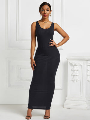 Scoop Neck Wide Strap Maxi Dress - The Ebonee Kouture Experience Handbag Shop