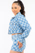 Checkered Cropped Denim Jacket - The Ebonee Kouture Experience Handbag Shop