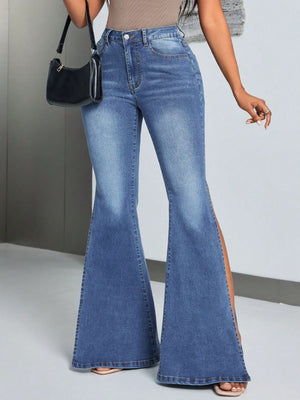 Slit Flare Jeans - The Ebonee Kouture Experience Handbag Shop