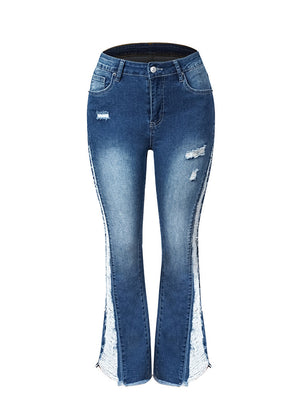 Distressed Raw Hem Bootcut Jeans - The Ebonee Kouture Experience Handbag Shop