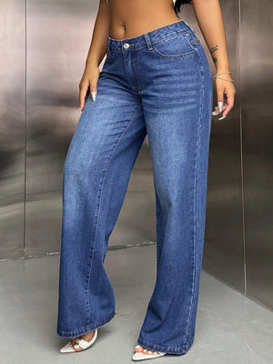 Wide Leg Jeans with Pockets - The Ebonee Kouture Experience Handbag Shop