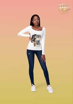 Hustle Queen Long Sleeve T Shirt - The Ebonee Kouture Experience Handbag Shop