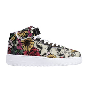 Skull of Roses High Top Leather Sneakers