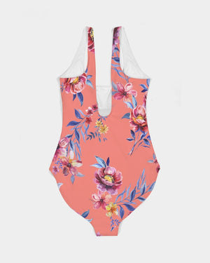 Pink Sea of Flowers Women's One-Piece Swimsuit freeshipping - %janaescloset%