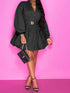 Notched Button Up Balloon Sleeves Dress - The Ebonee Kouture Experience Handbag Shop