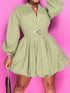 Notched Button Up Balloon Sleeves Dress - The Ebonee Kouture Experience Handbag Shop