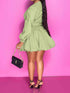 Notched Button Up Balloon Sleeves Dress - The Ebonee Kouture Experience Handbag Shop