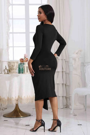 Tied-Up Neck Midi Dress - The Ebonee Kouture Experience Handbag Shop