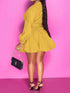 Notched Button Up Balloon Sleeves Dress - The Ebonee Kouture Experience Handbag Shop