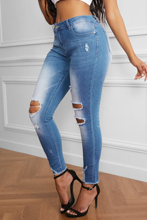 Faded Mid High Rise Jeans - The Ebonee Kouture Experience Handbag Shop