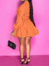 Notched Button Up Balloon Sleeves Dress - The Ebonee Kouture Experience Handbag Shop