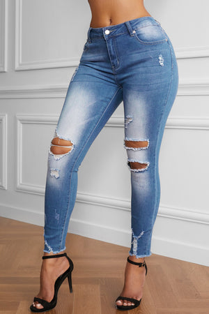 Faded Mid High Rise Jeans - The Ebonee Kouture Experience Handbag Shop